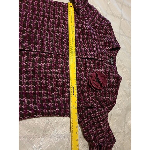 K Studio Collection Sweater Open Cardigan Womens 18 Black Purple Woven Knit - Picture 14 of 14